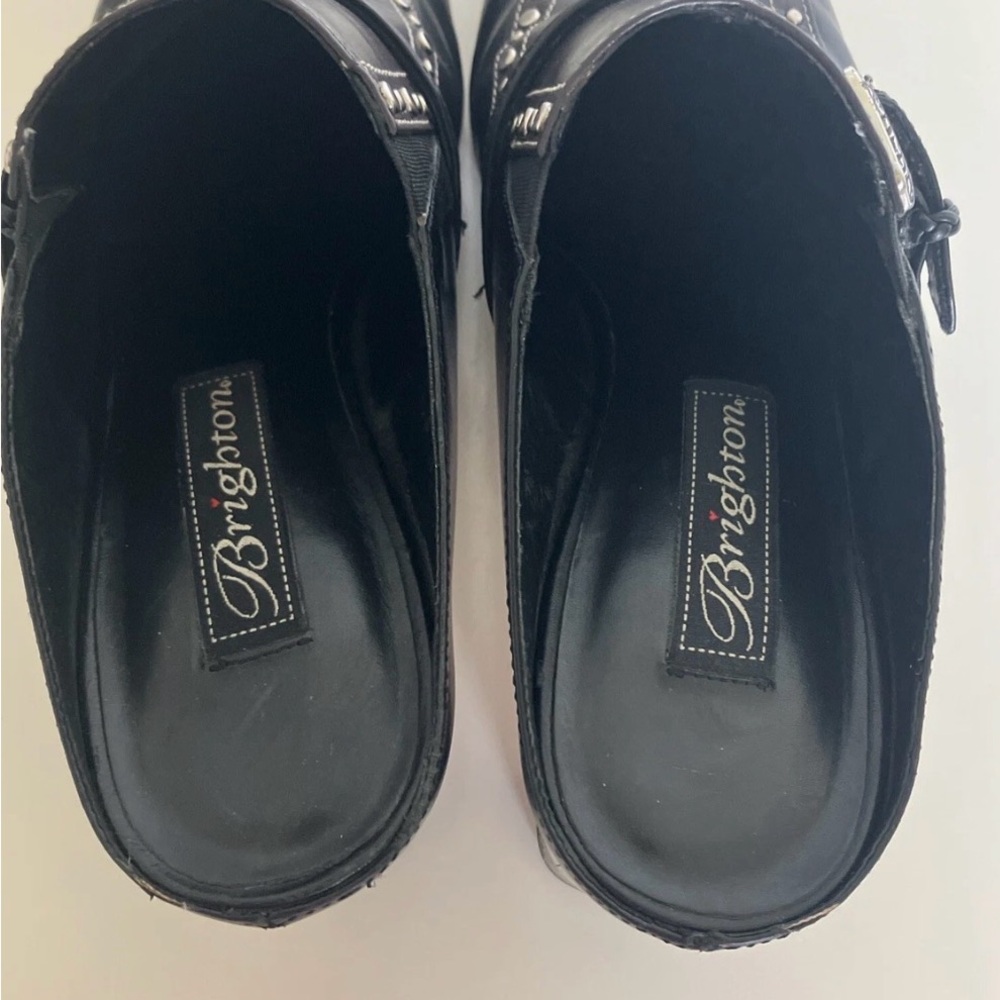 Brighton Black Studded Slip-On Mule Loafers - Picture 7 of 9